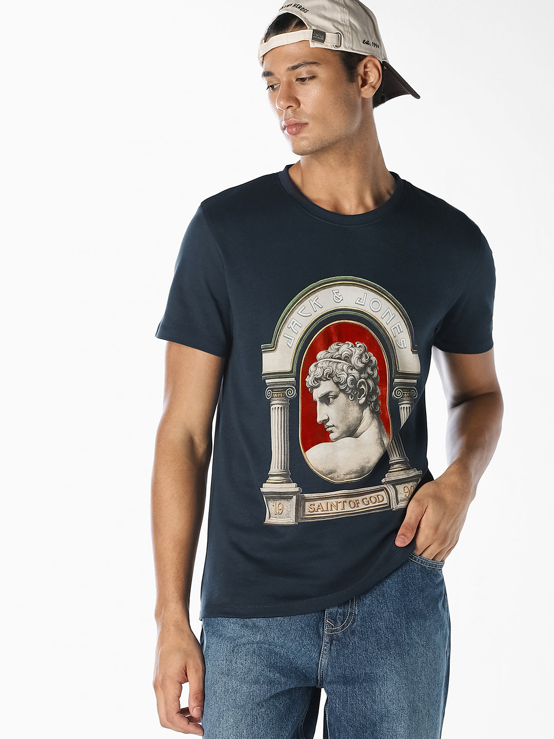 Navy Blue Graphic Print T-Shirt