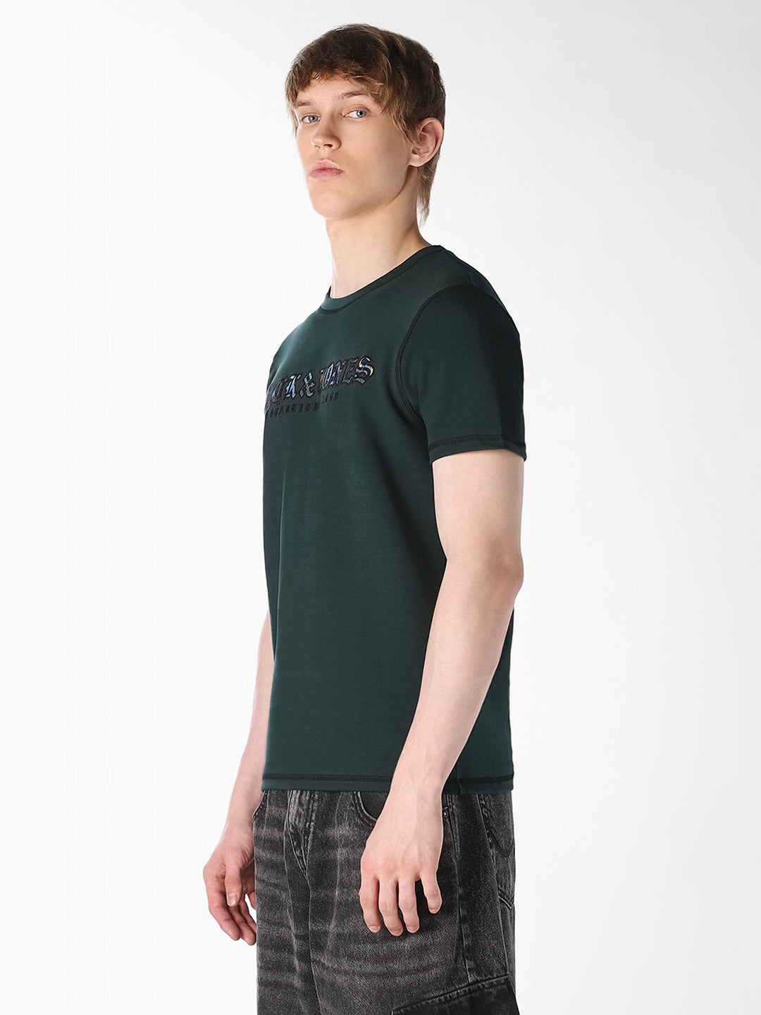 Green Printed Crew Neck T-shirt