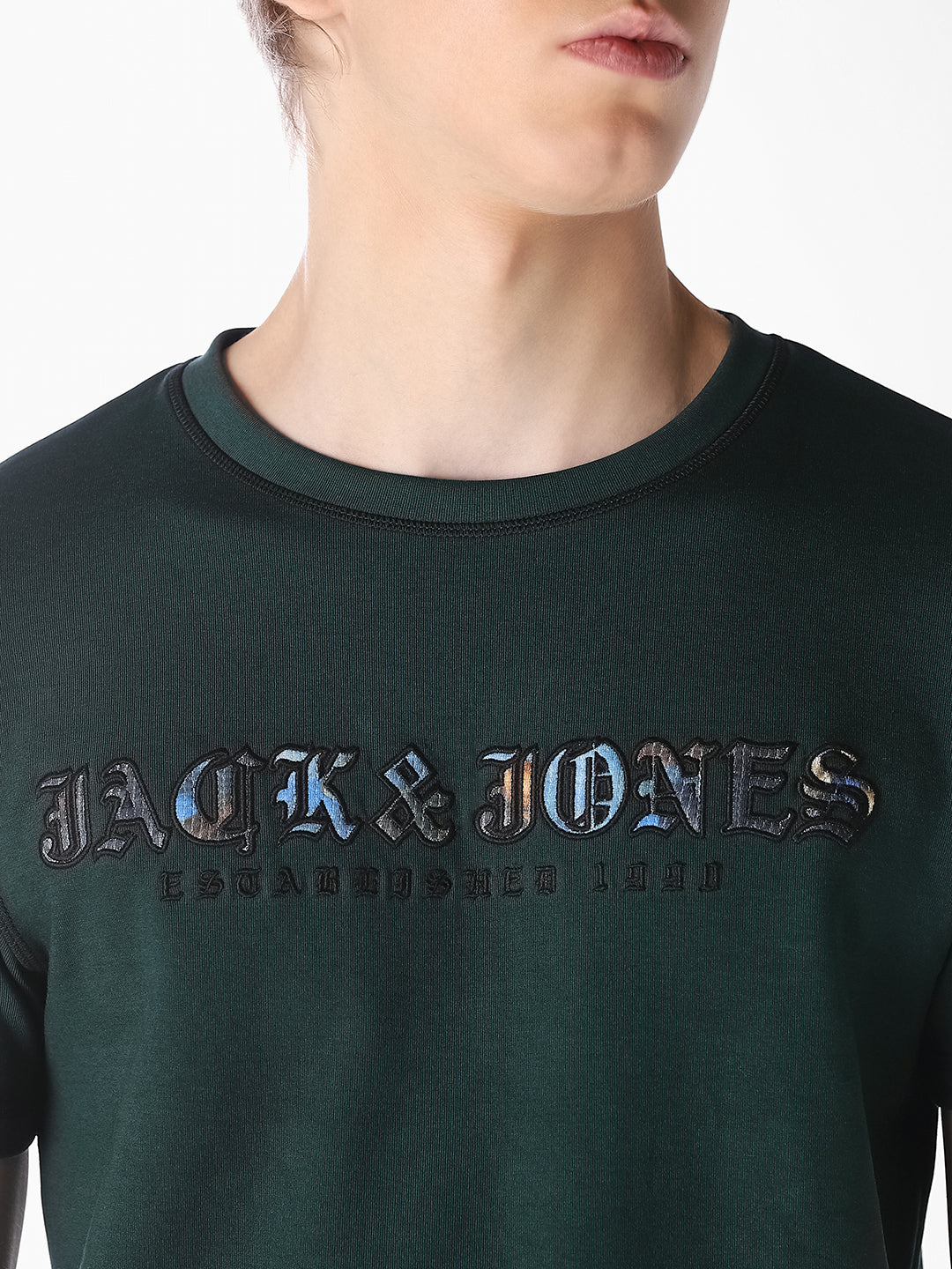 Green Printed Crew Neck T-shirt
