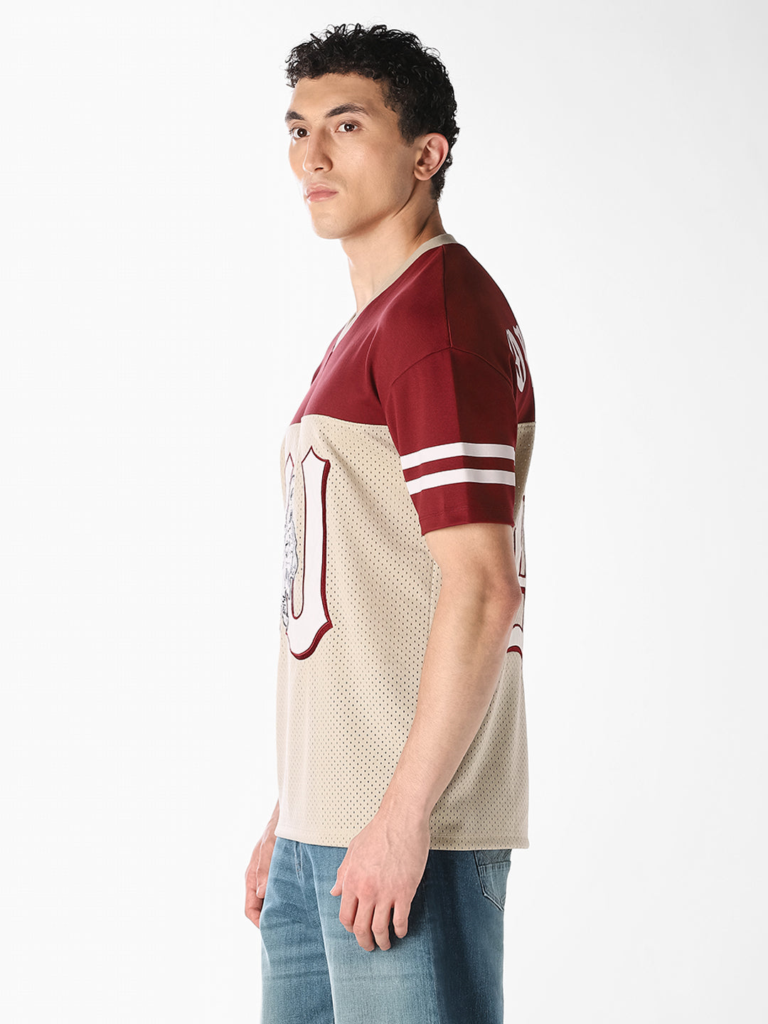 Varsity Graphic Mesh Oversized T-Shirt