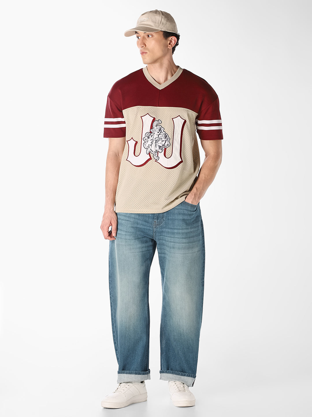 Varsity Graphic Mesh Oversized T-Shirt
