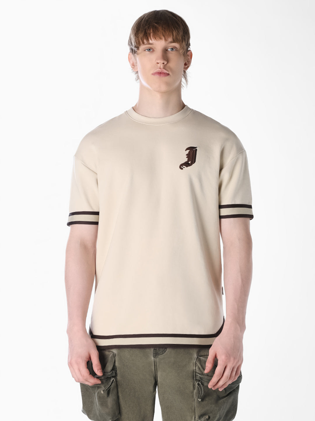 Beige Printed Oversized T-shirt