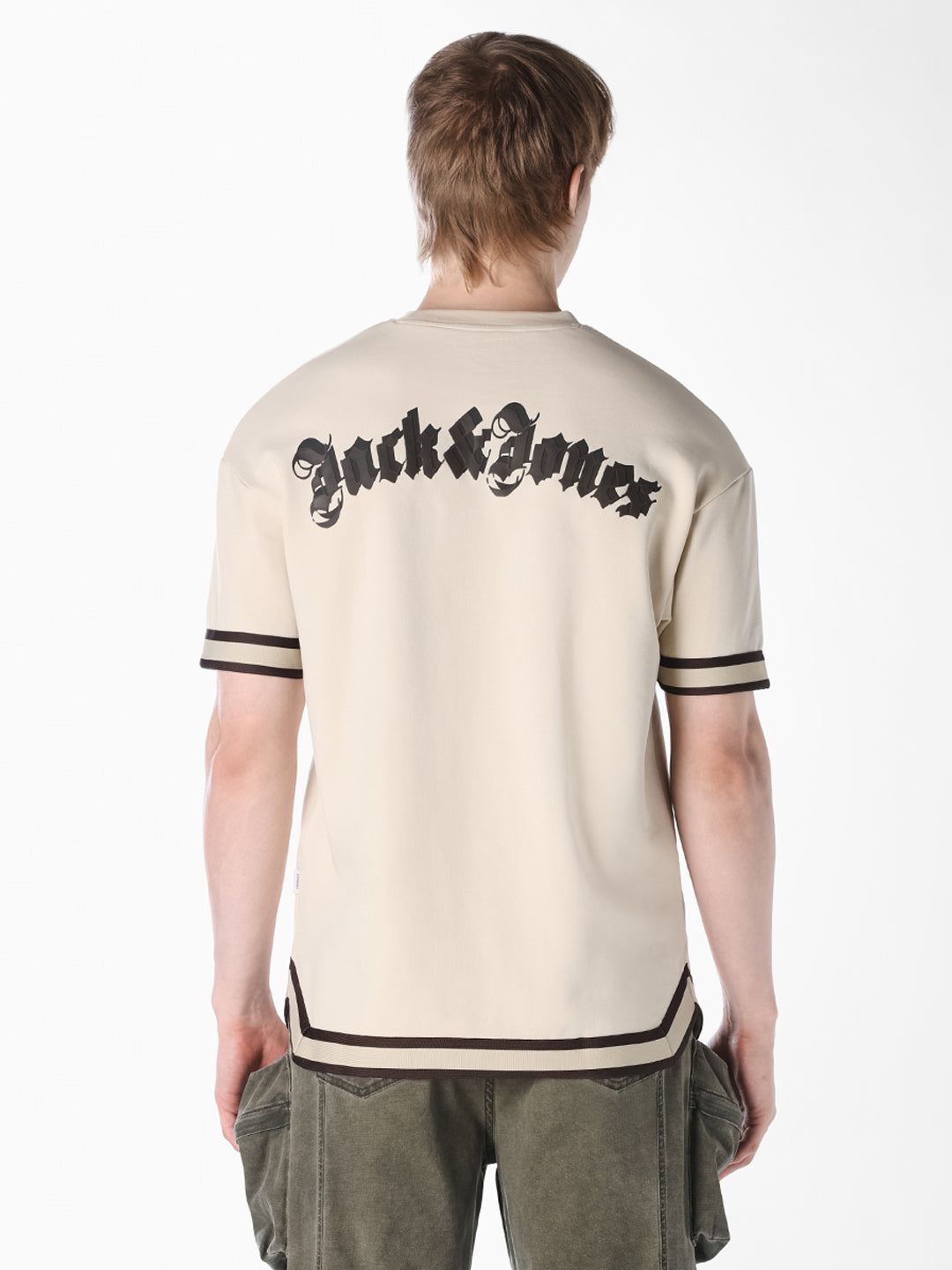 Beige Printed Oversized T-shirt
