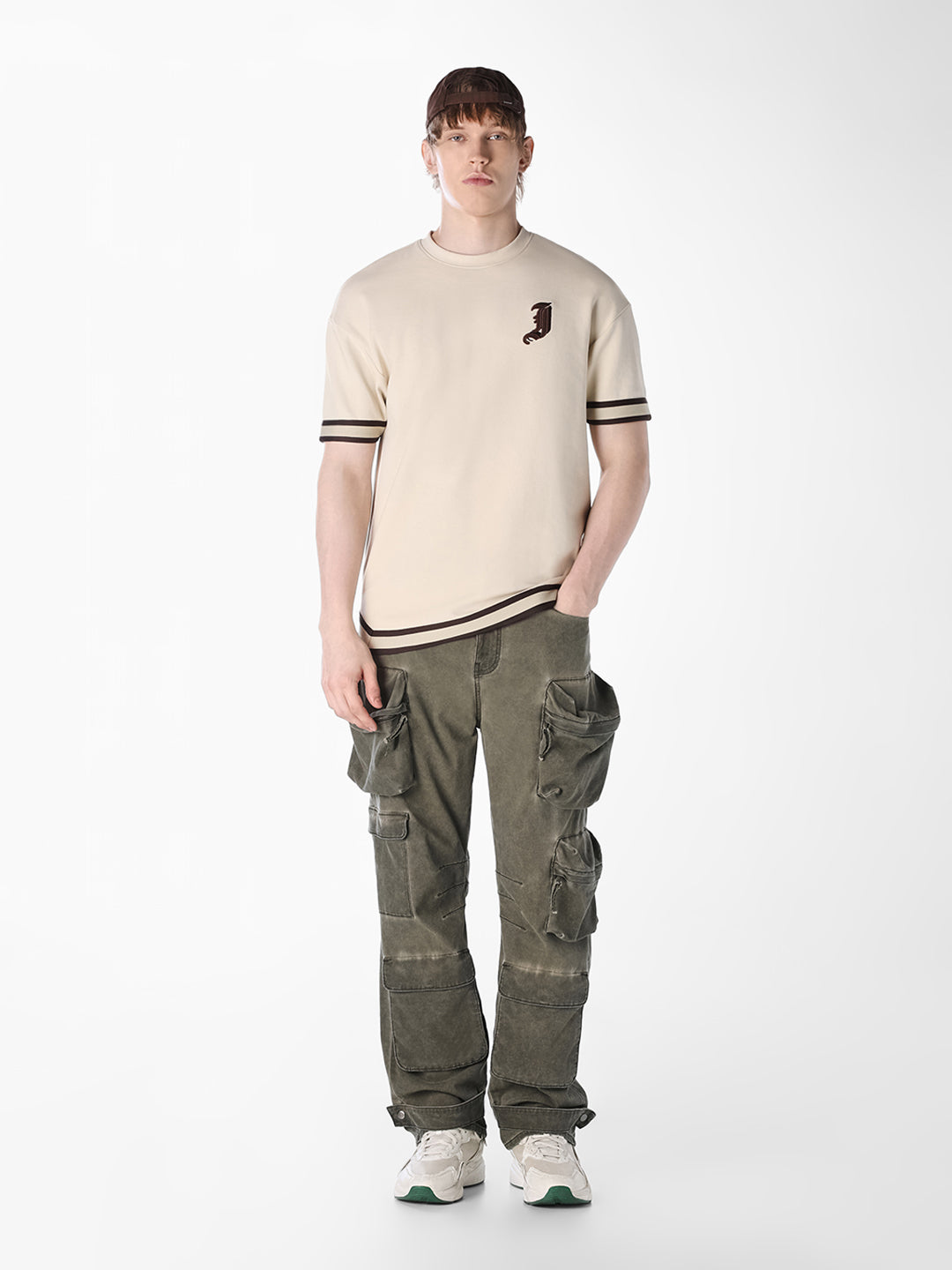 Beige Printed Oversized T-shirt