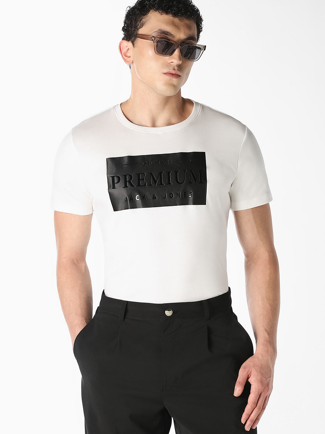 White Logo Print T-Shirt