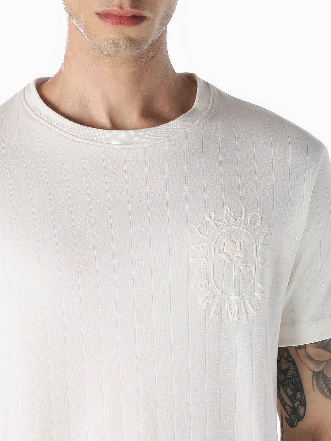 White Striped Cotton T-Shirt