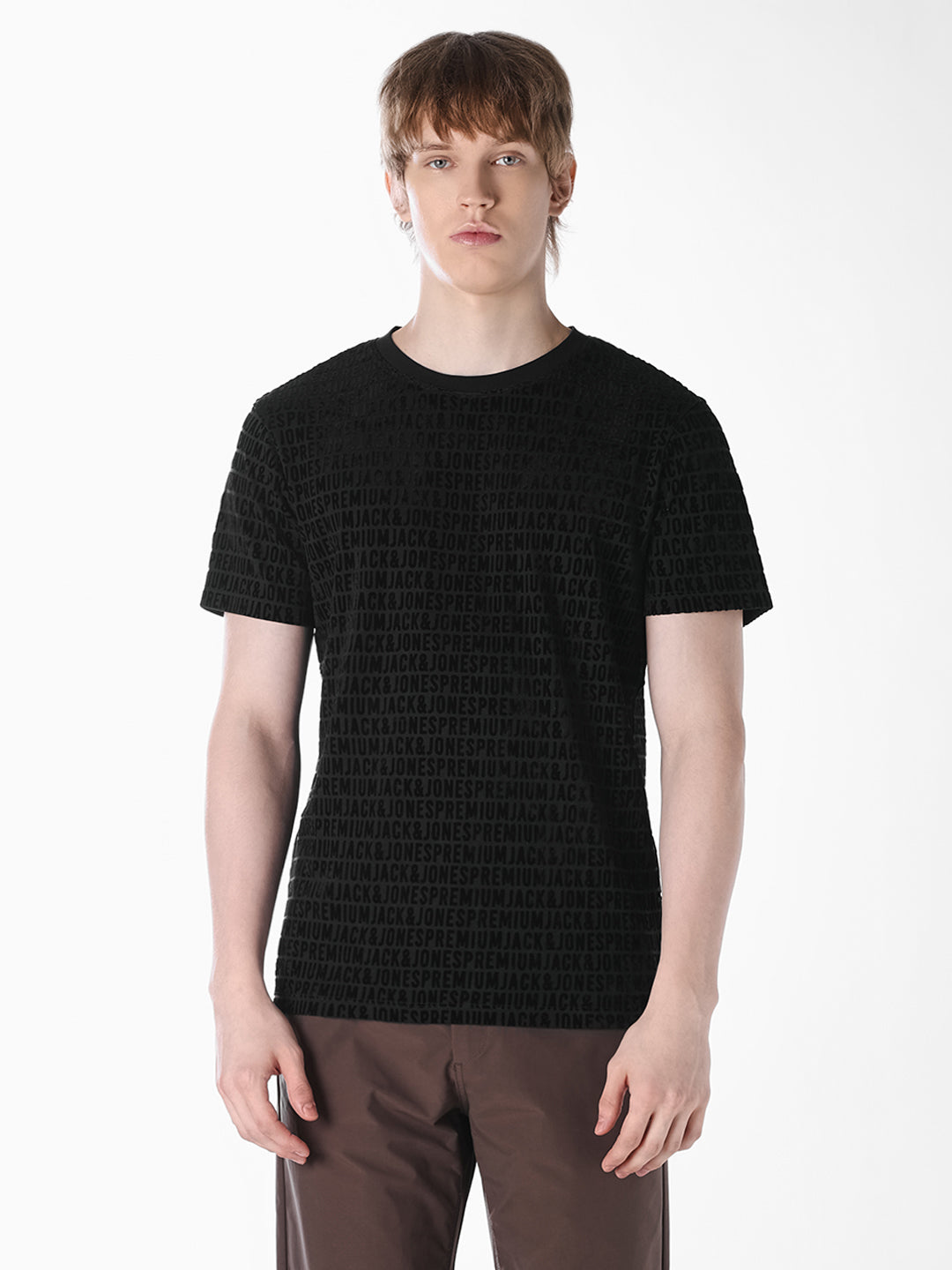 Black Flock Print T-shirt