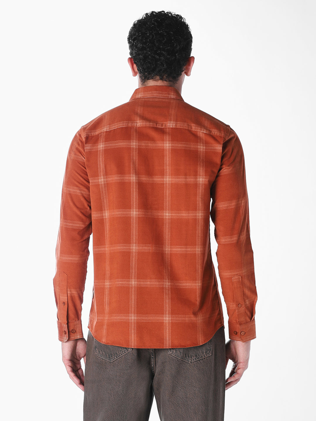 Brown Checked Regular Fit Shirt