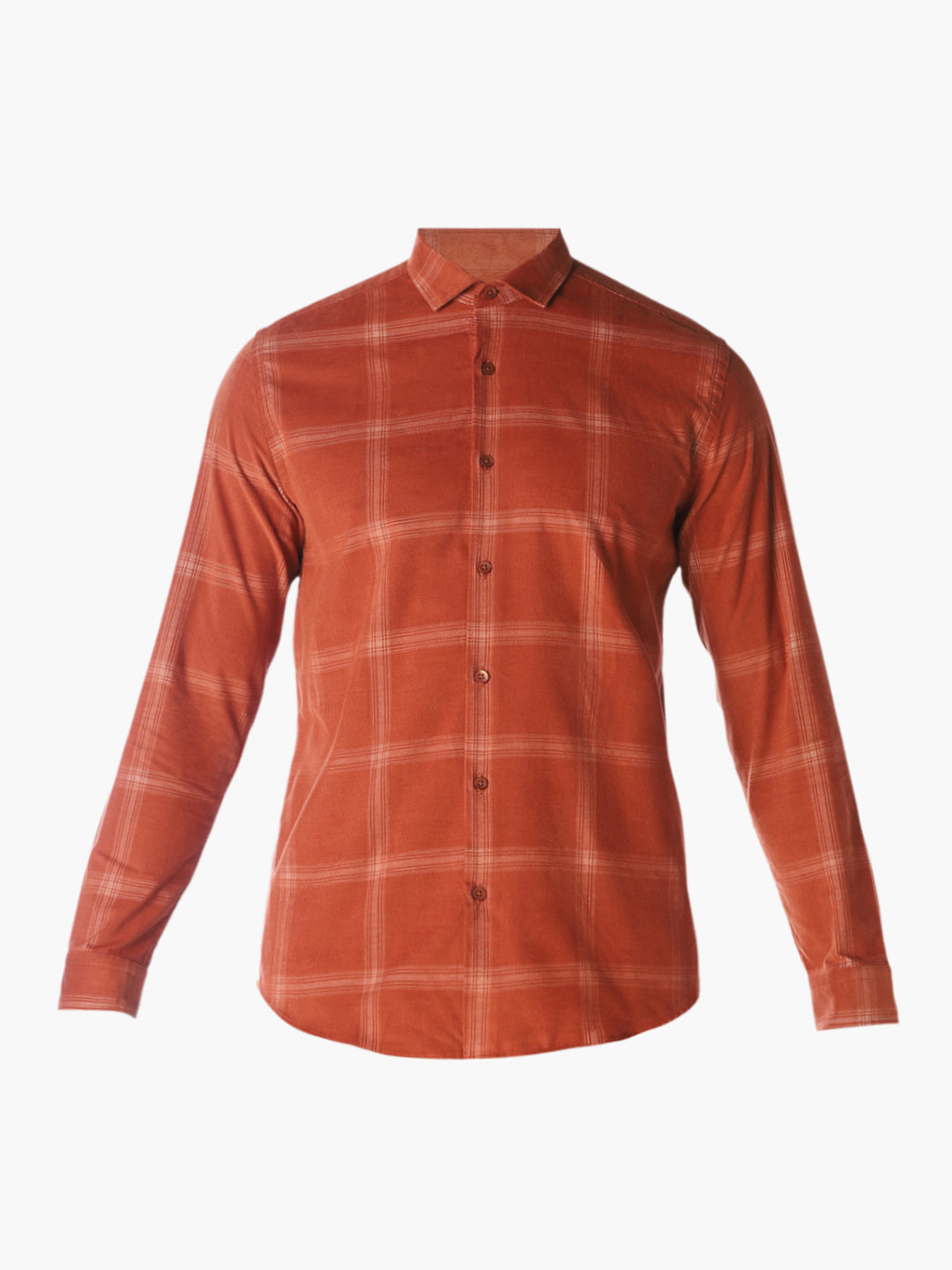 Brown Checked Regular Fit Shirt
