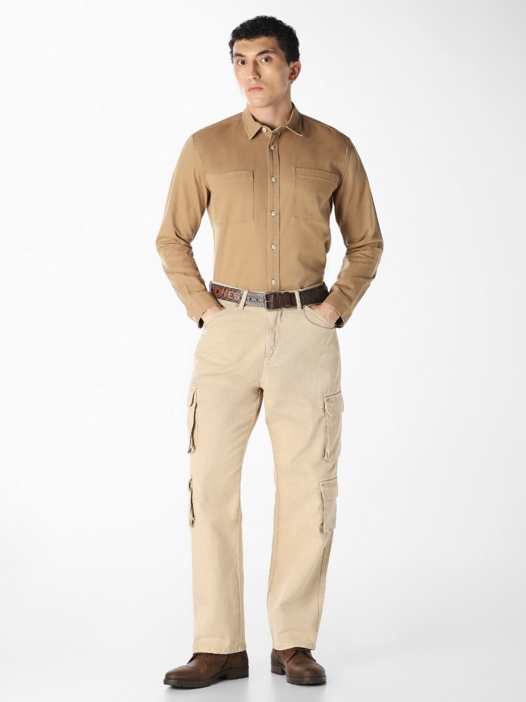 Brown Twill Regular Fit Shirt