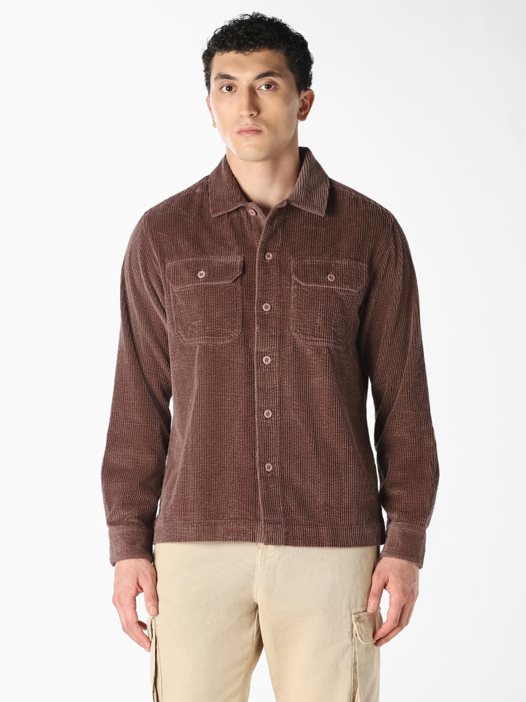 Brown Corduroy Oversized Shirt