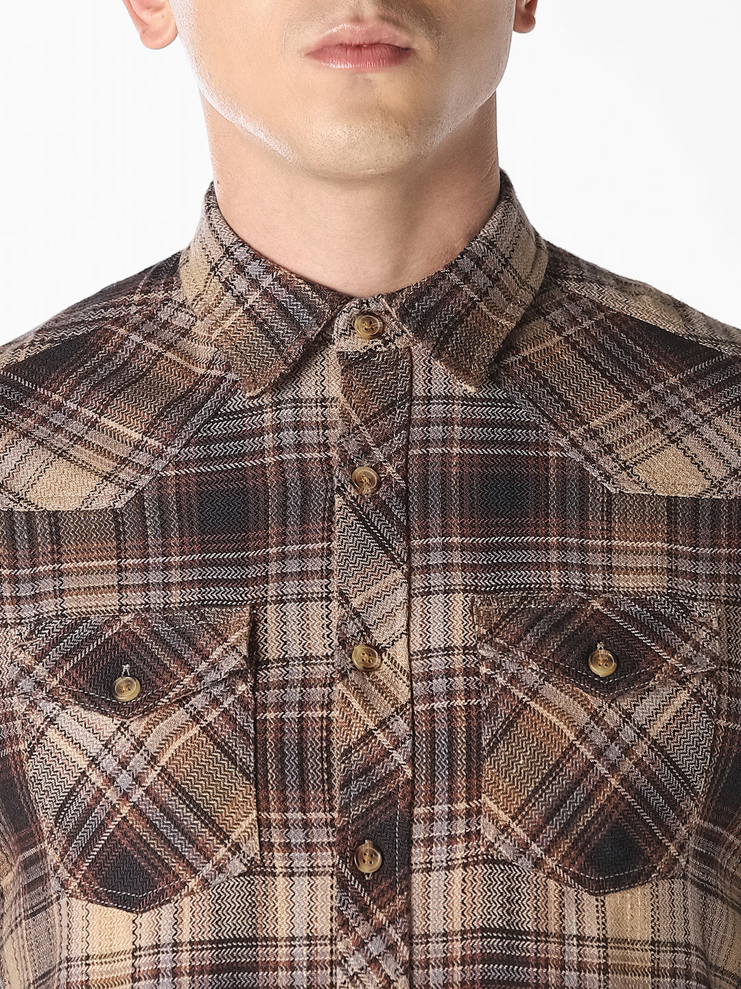 Brown Checked Flannel Shirt