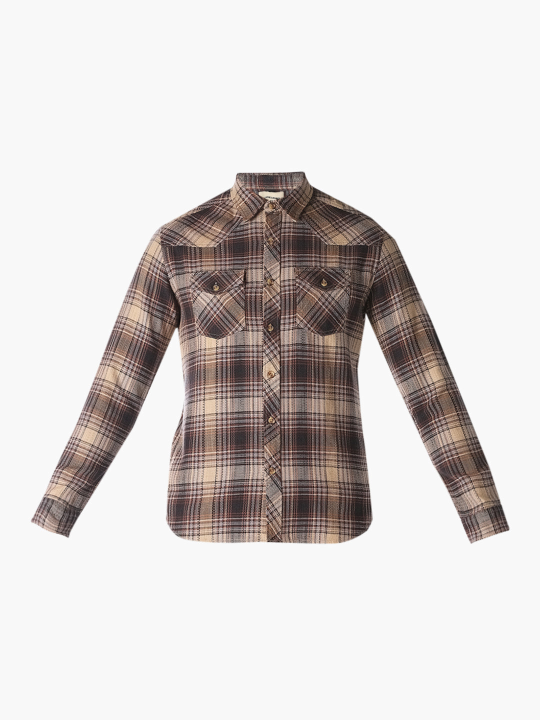 Brown Checked Flannel Shirt