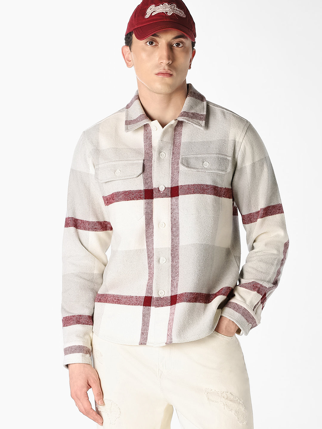 White Check Cotton Shirt