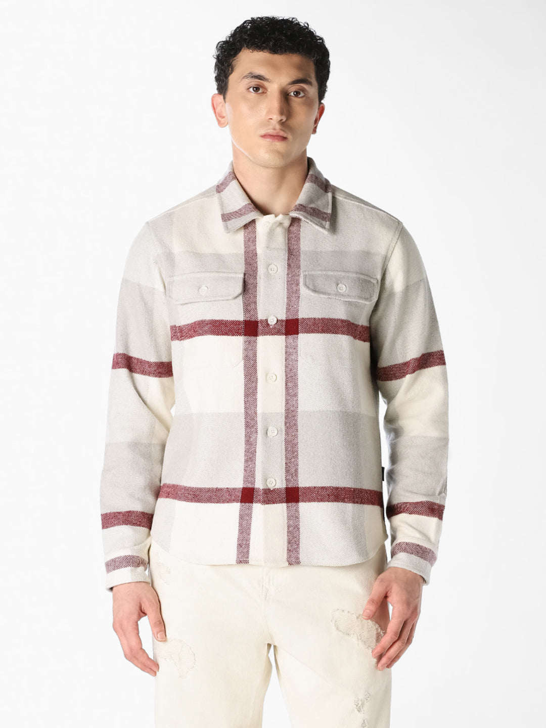 White Check Cotton Shirt