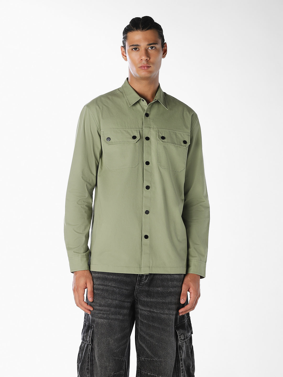 Green Cotton Twill Shirt