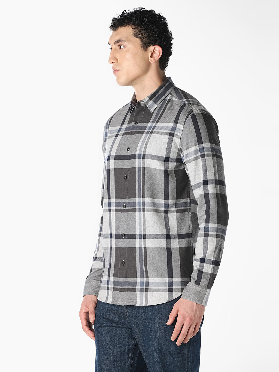 Grey Check Cotton Shirt
