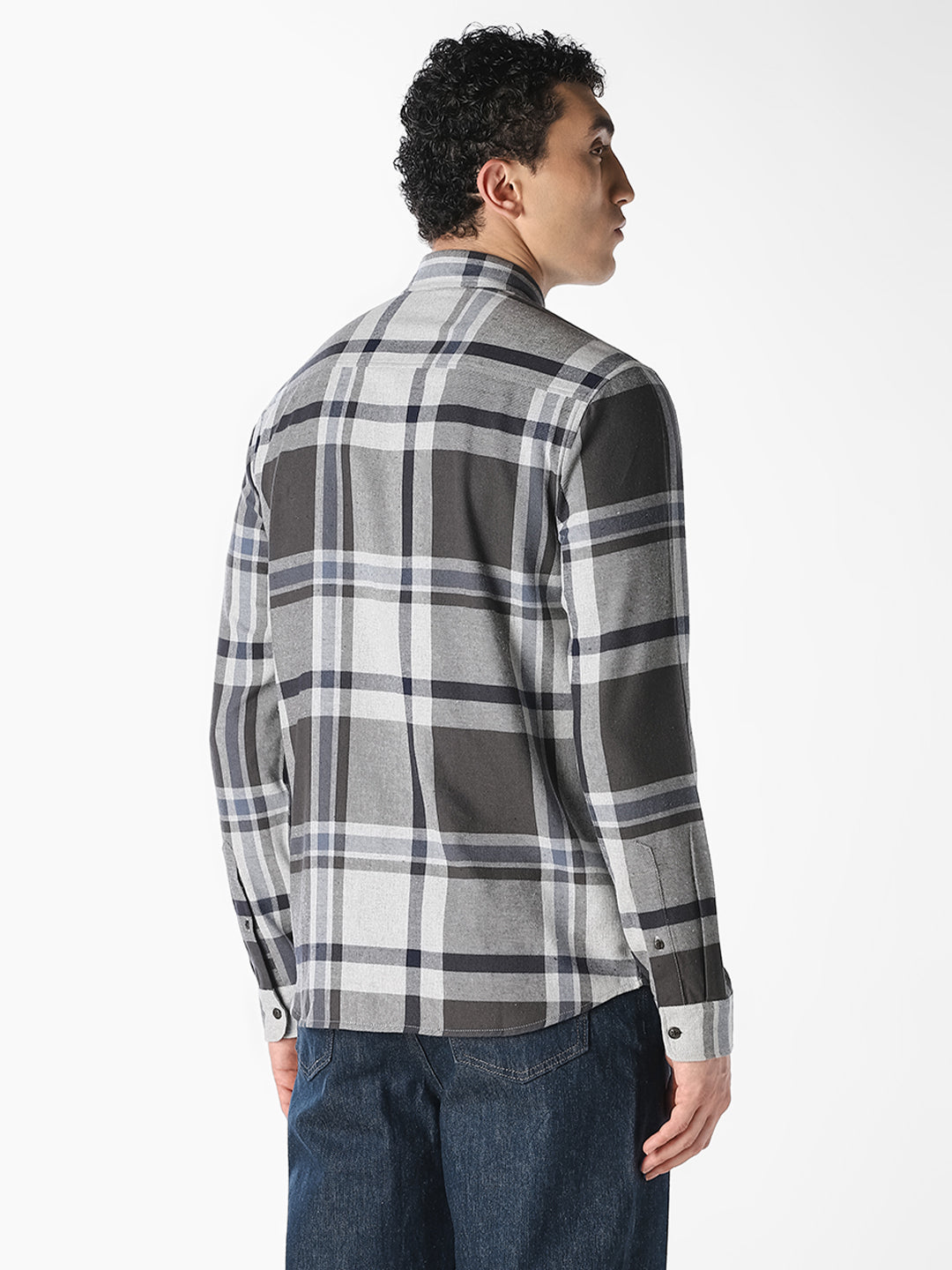 Grey Check Cotton Shirt