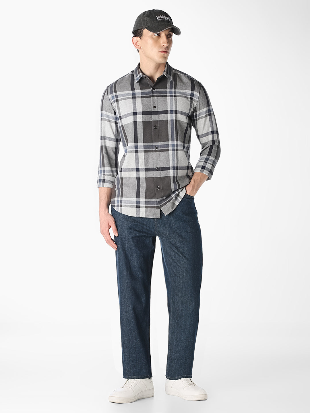 Grey Check Cotton Shirt