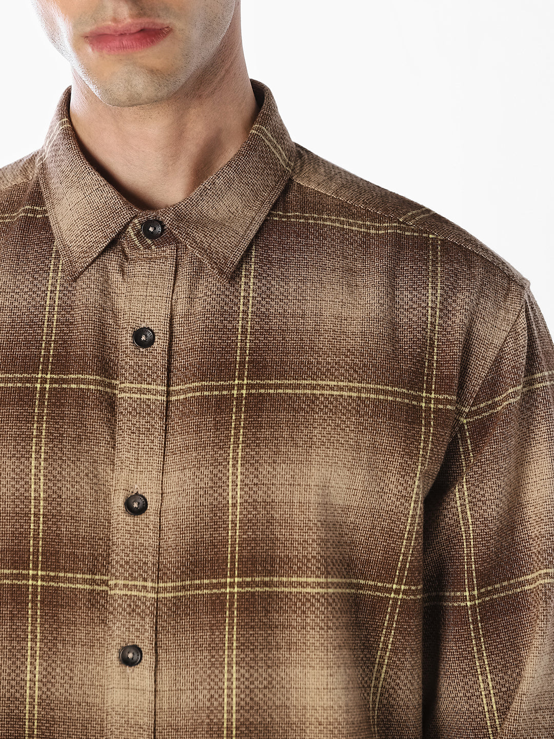 Brown Check Cotton Shirt