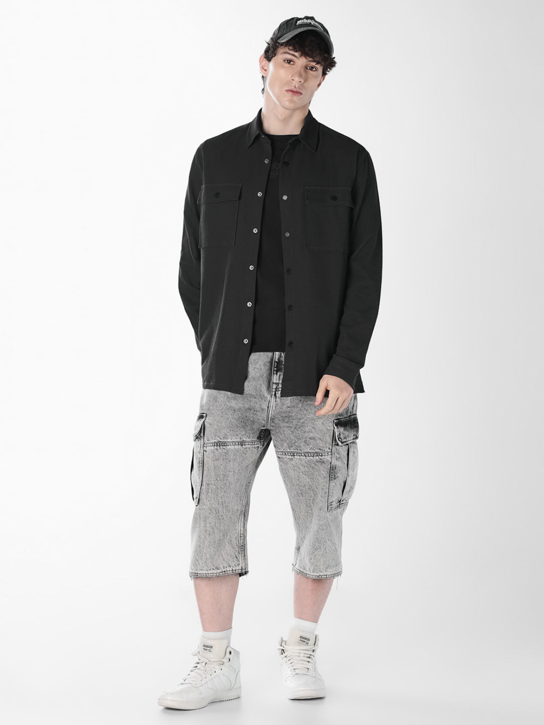 Black Utility Flap Pocket Shirt