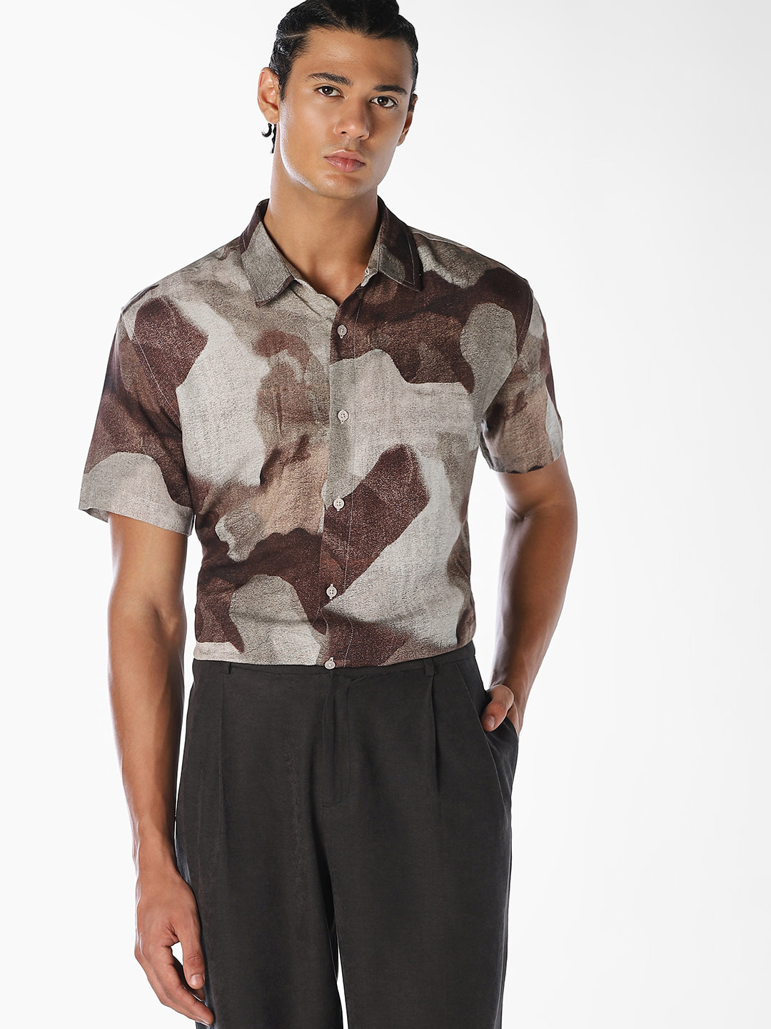 Abstract Print Cotton Shirt
