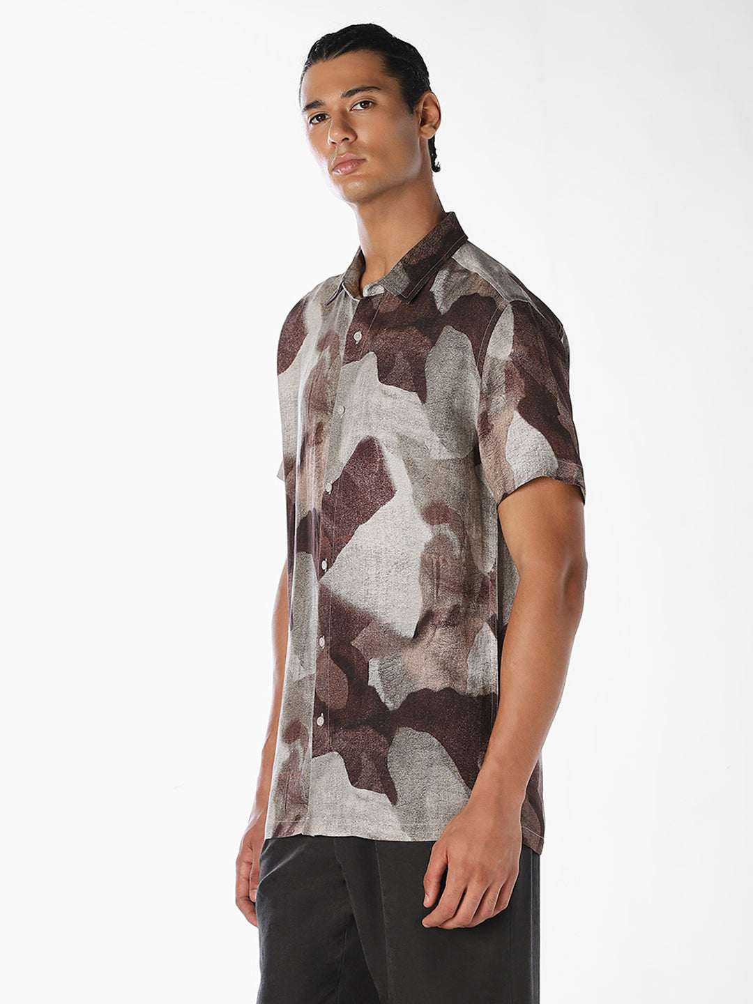 Abstract Print Cotton Shirt