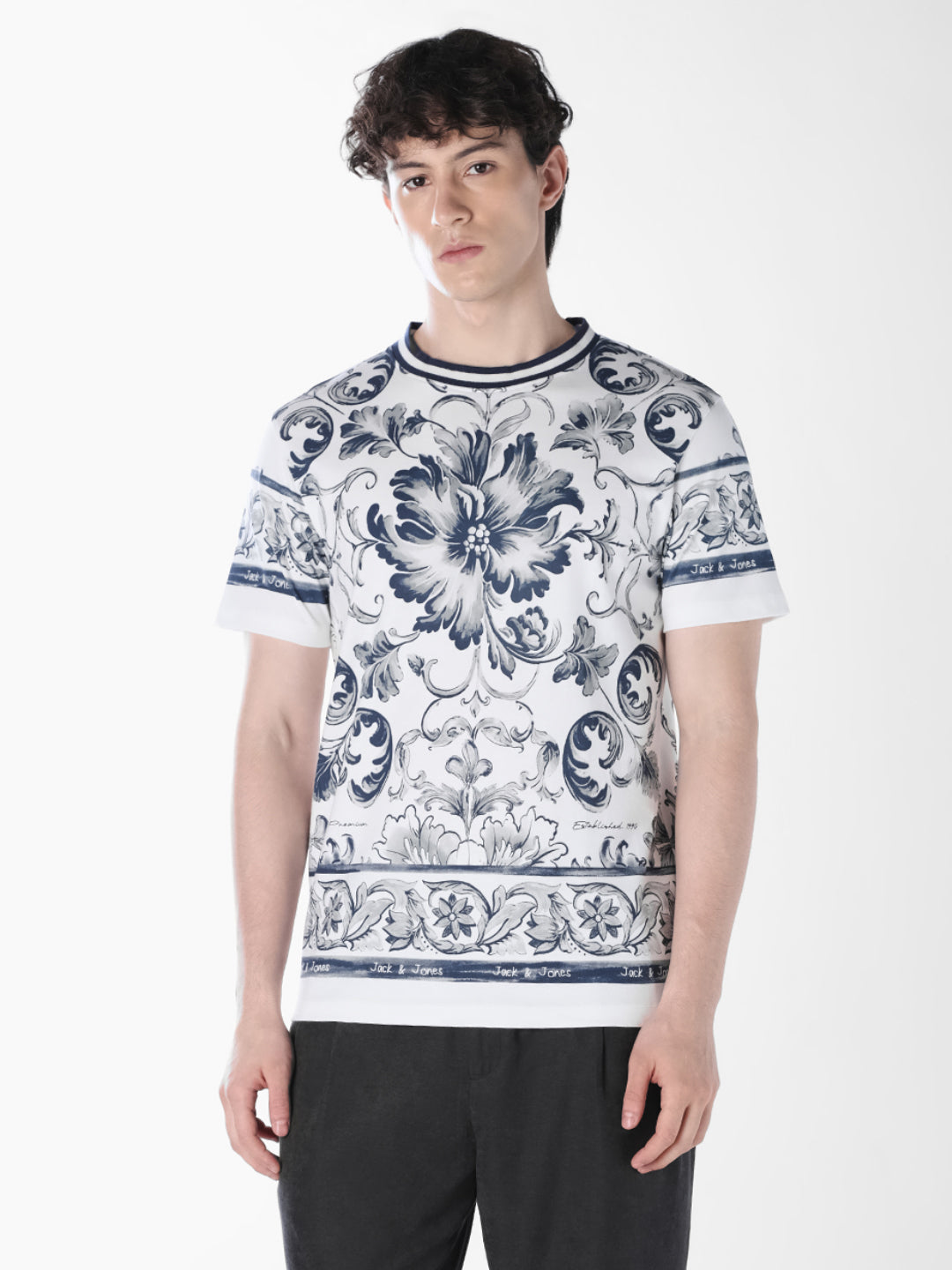 White Printed Crew Neck T-shirt