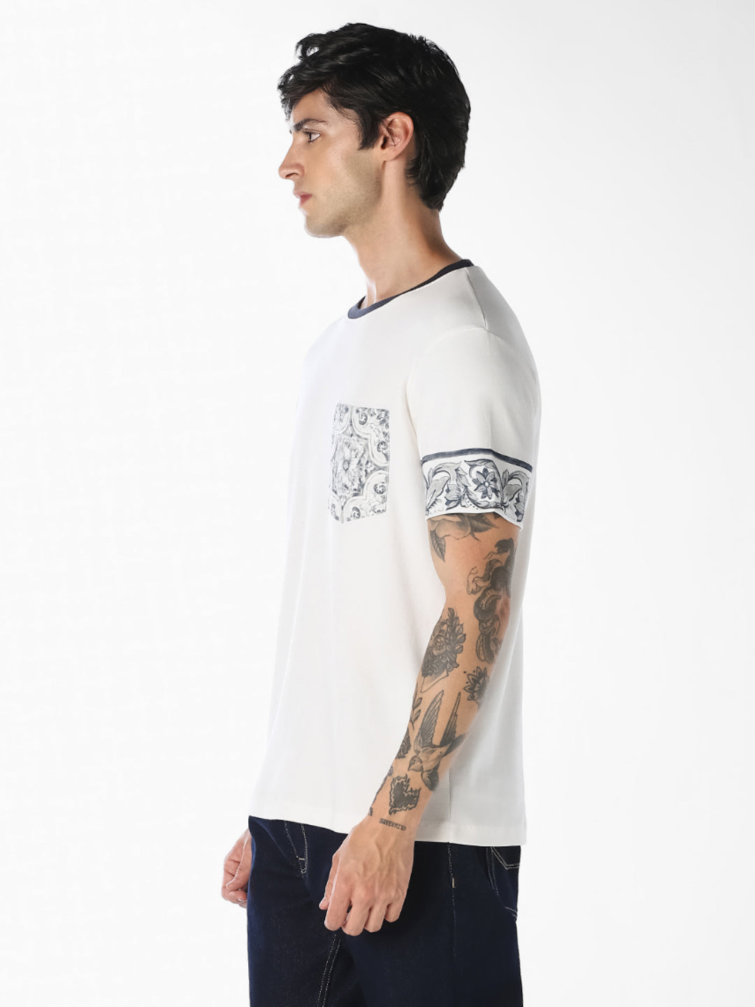 White Printed Pocket T-Shirt