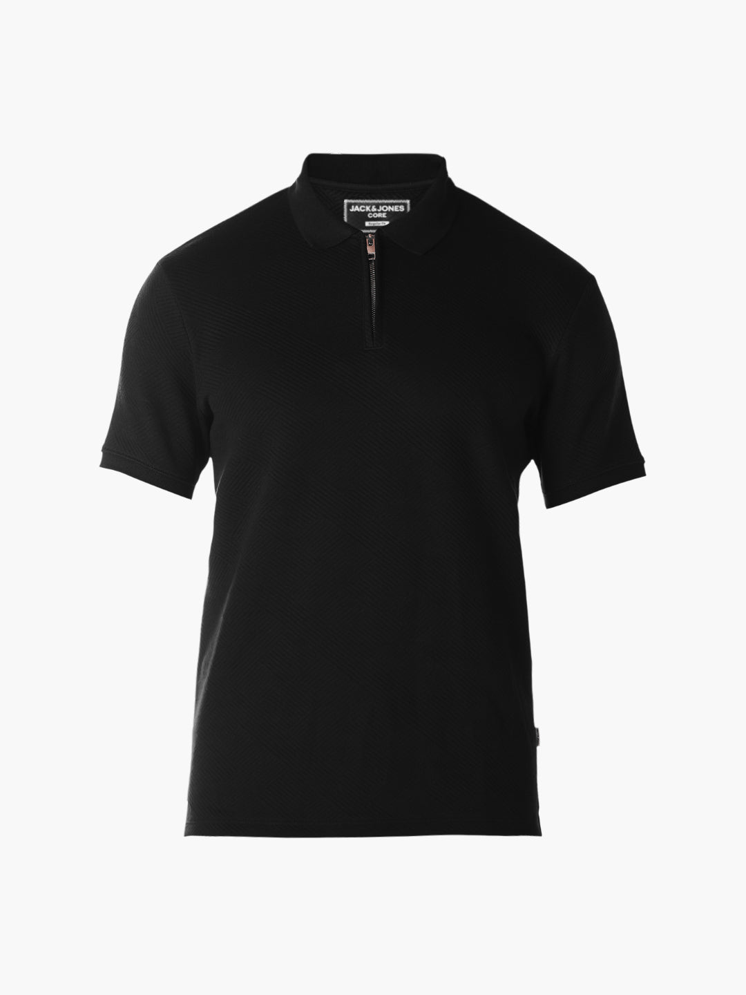 Black Jacquard Regular Fit polos