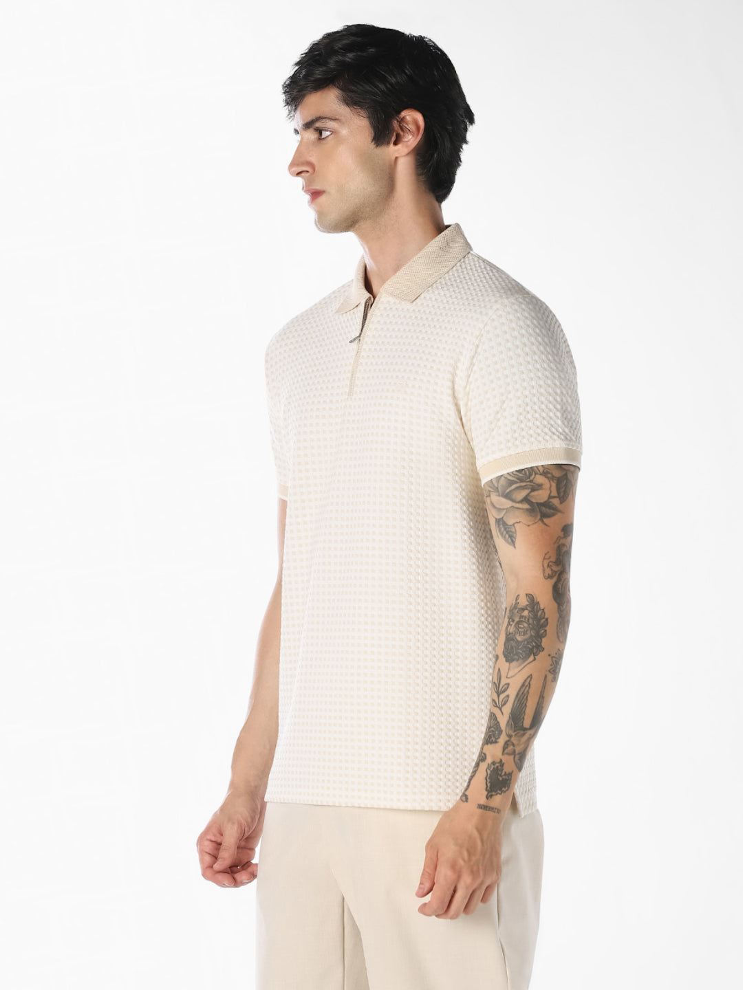 Textured Zip Polo