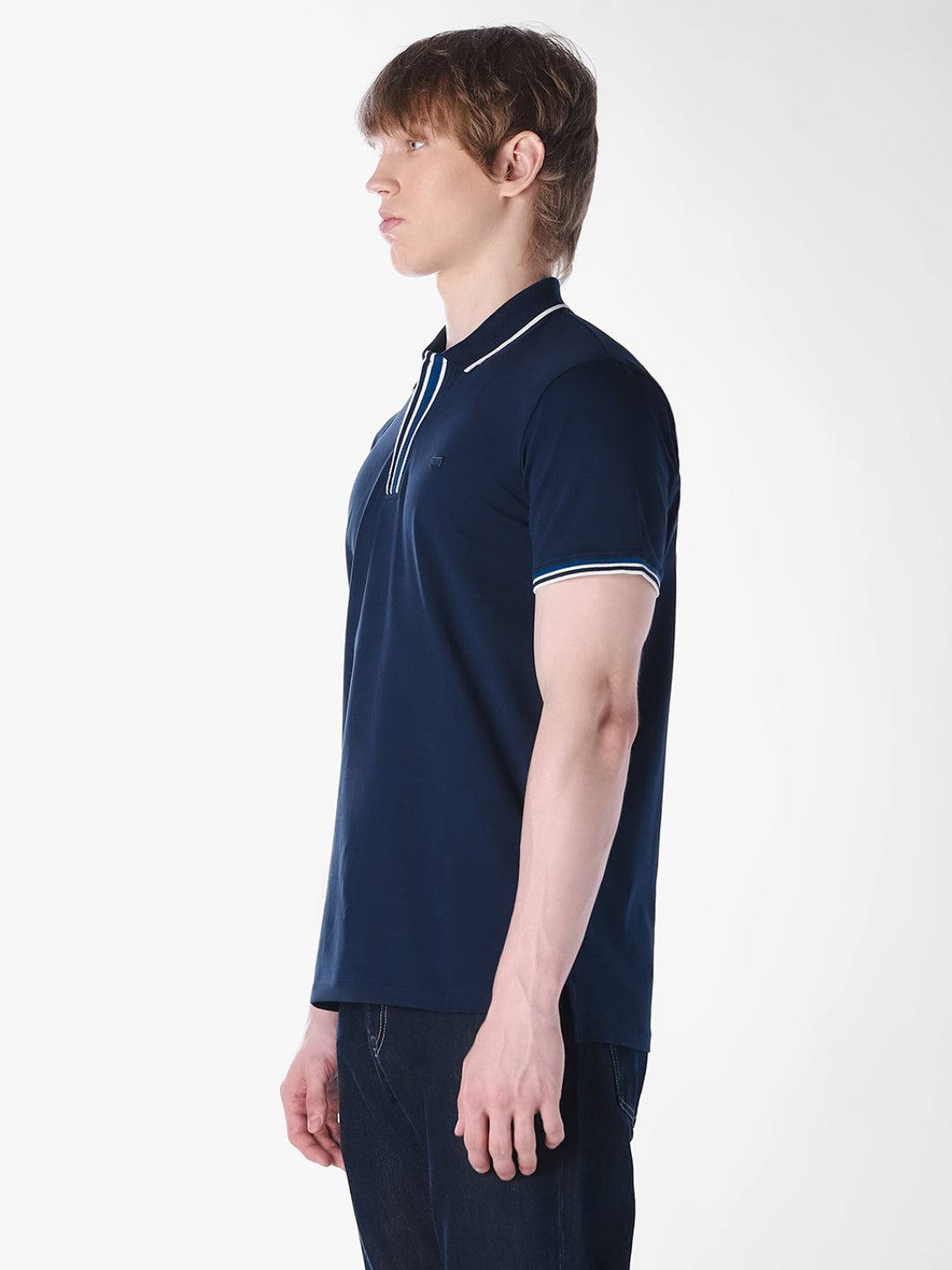 Blue striped Regular Fit polo
