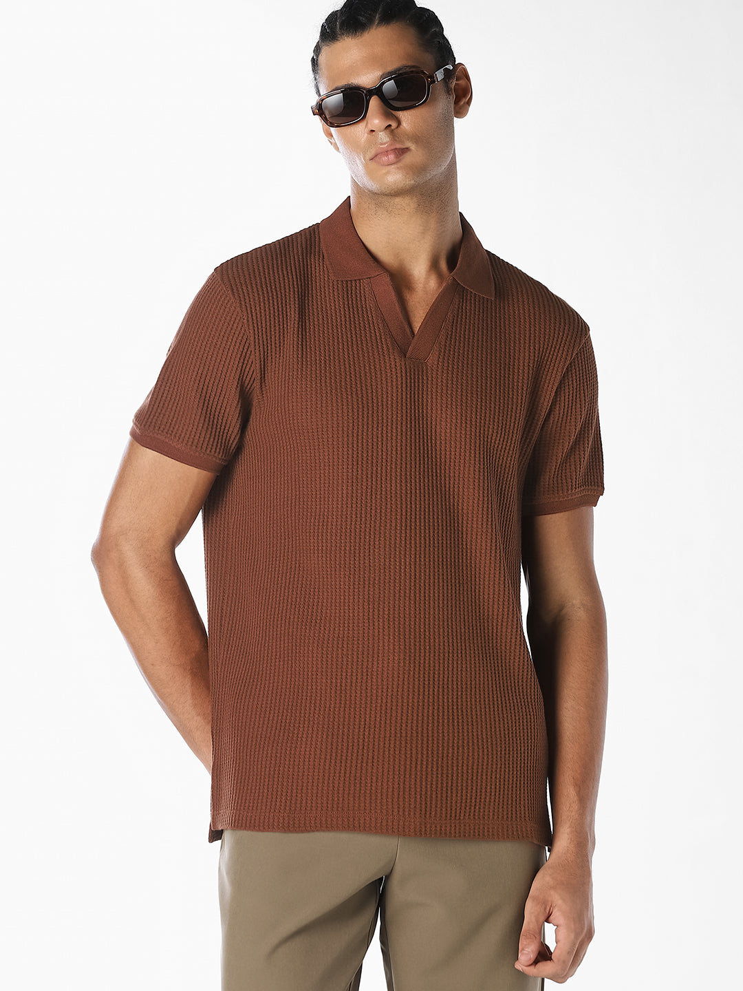 Dark Brown Knitted Polo