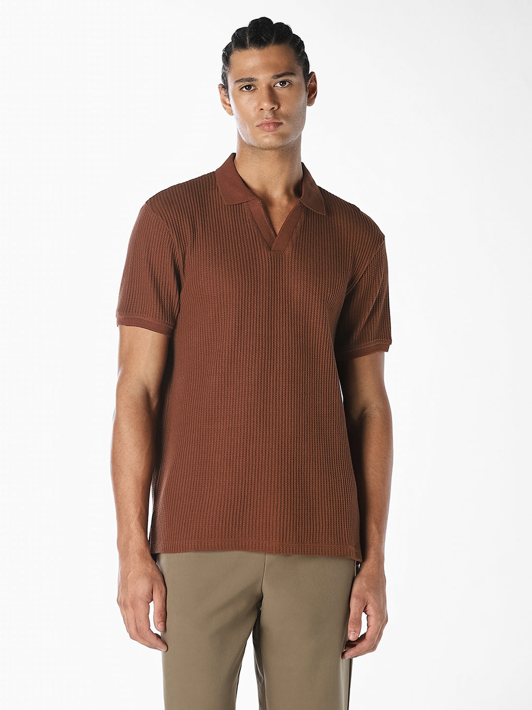 Dark Brown Knitted Polo