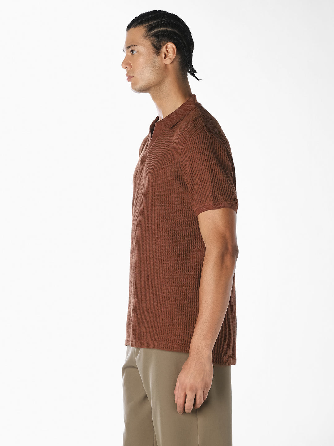 Dark Brown Knitted Polo