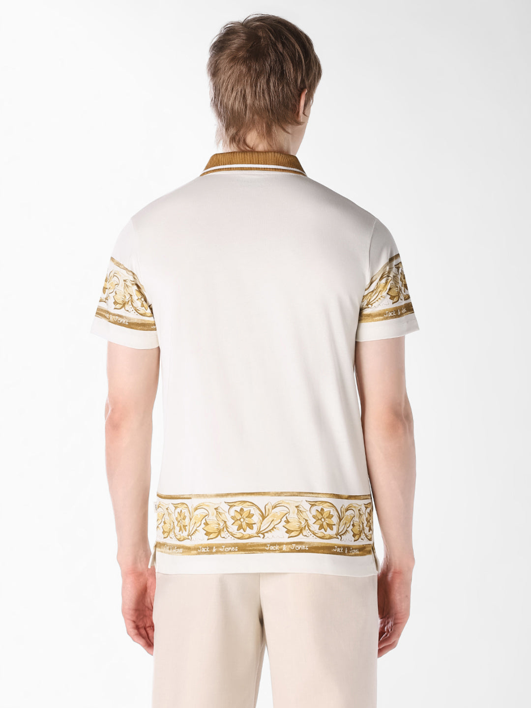 White Printed Cotton Polo