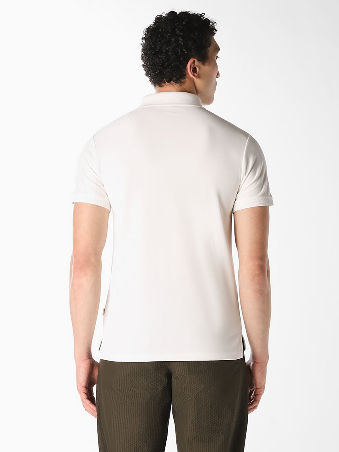 White Jacquard Cotton Polo