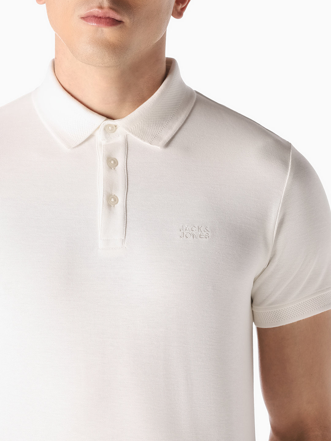 White Jacquard Cotton Polo