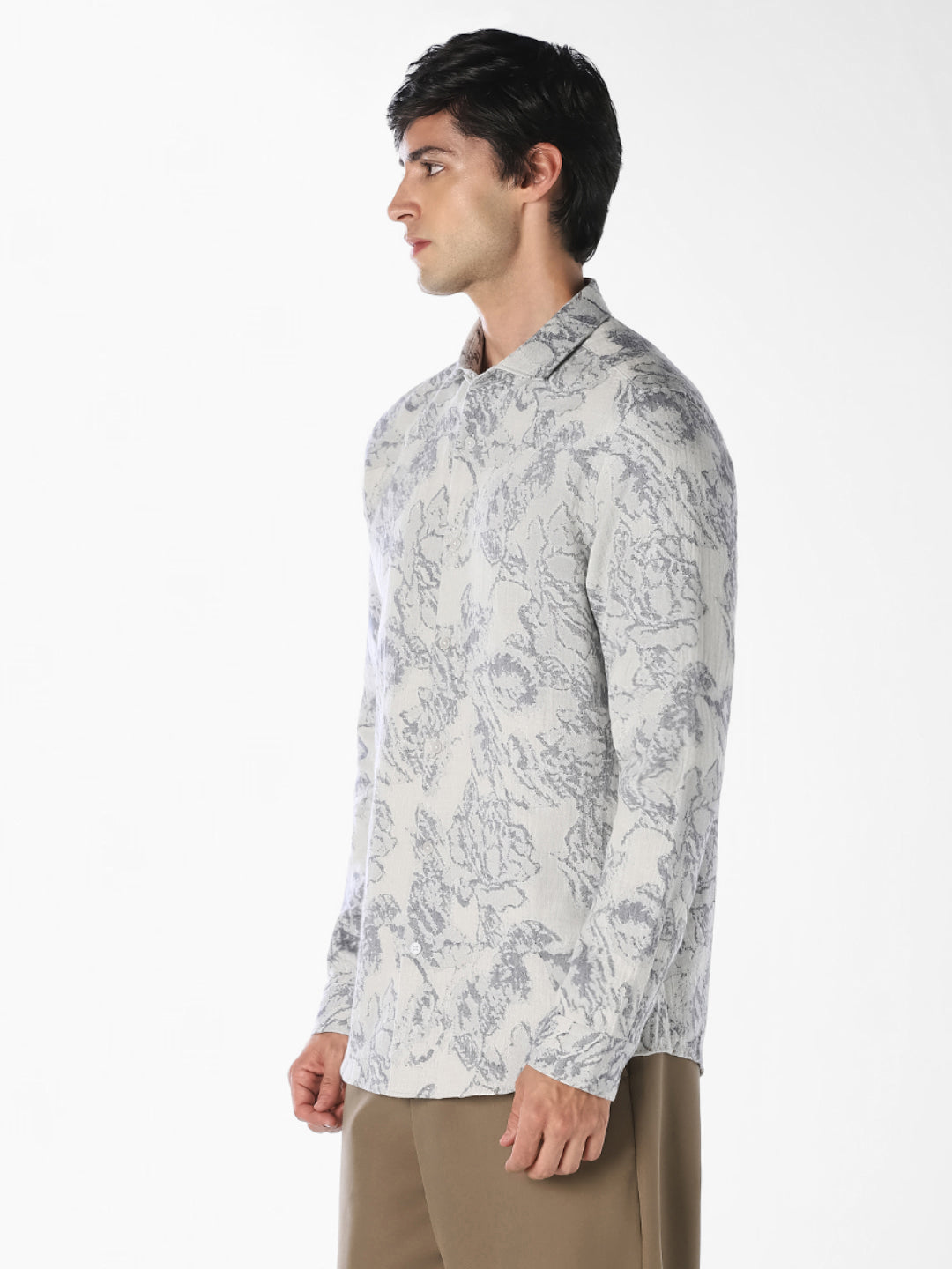 White Printed Dobby Shirt
