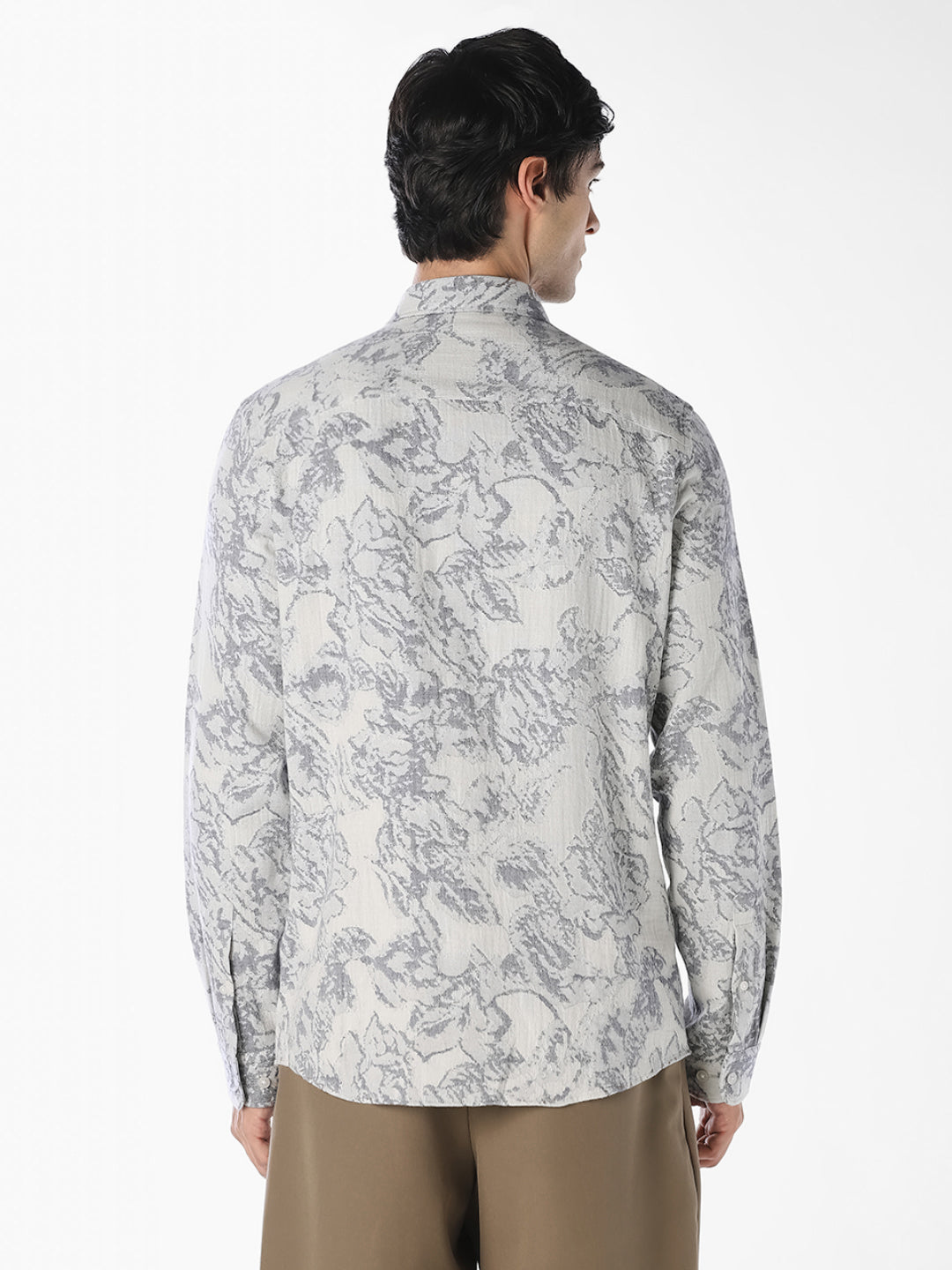 White Printed Dobby Shirt