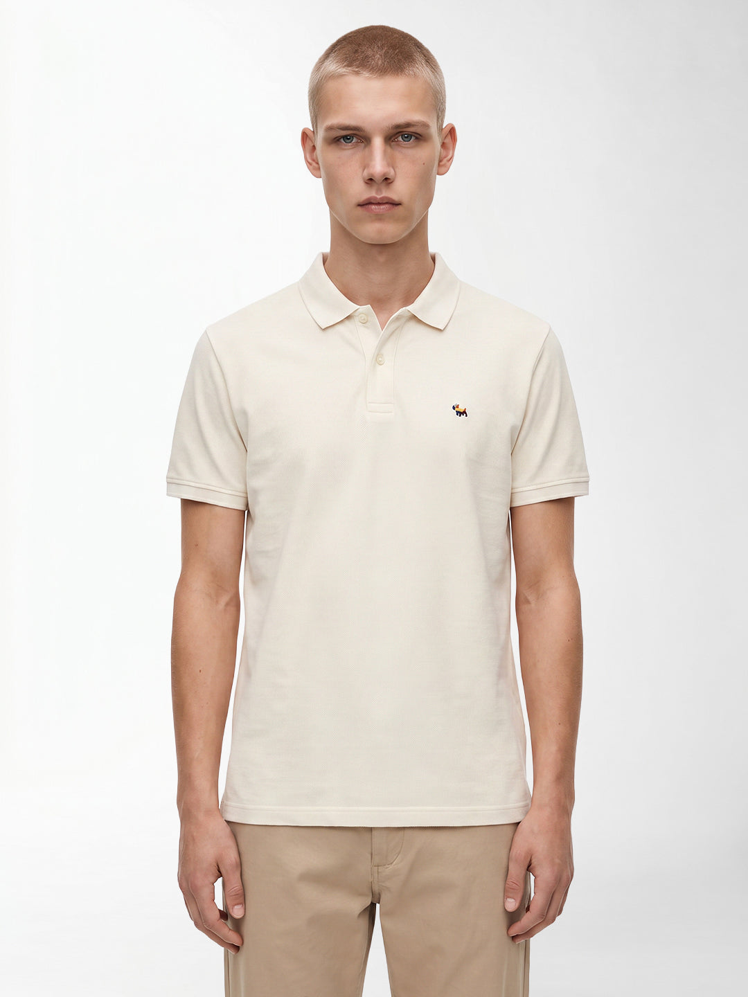 White Embroidered Polo