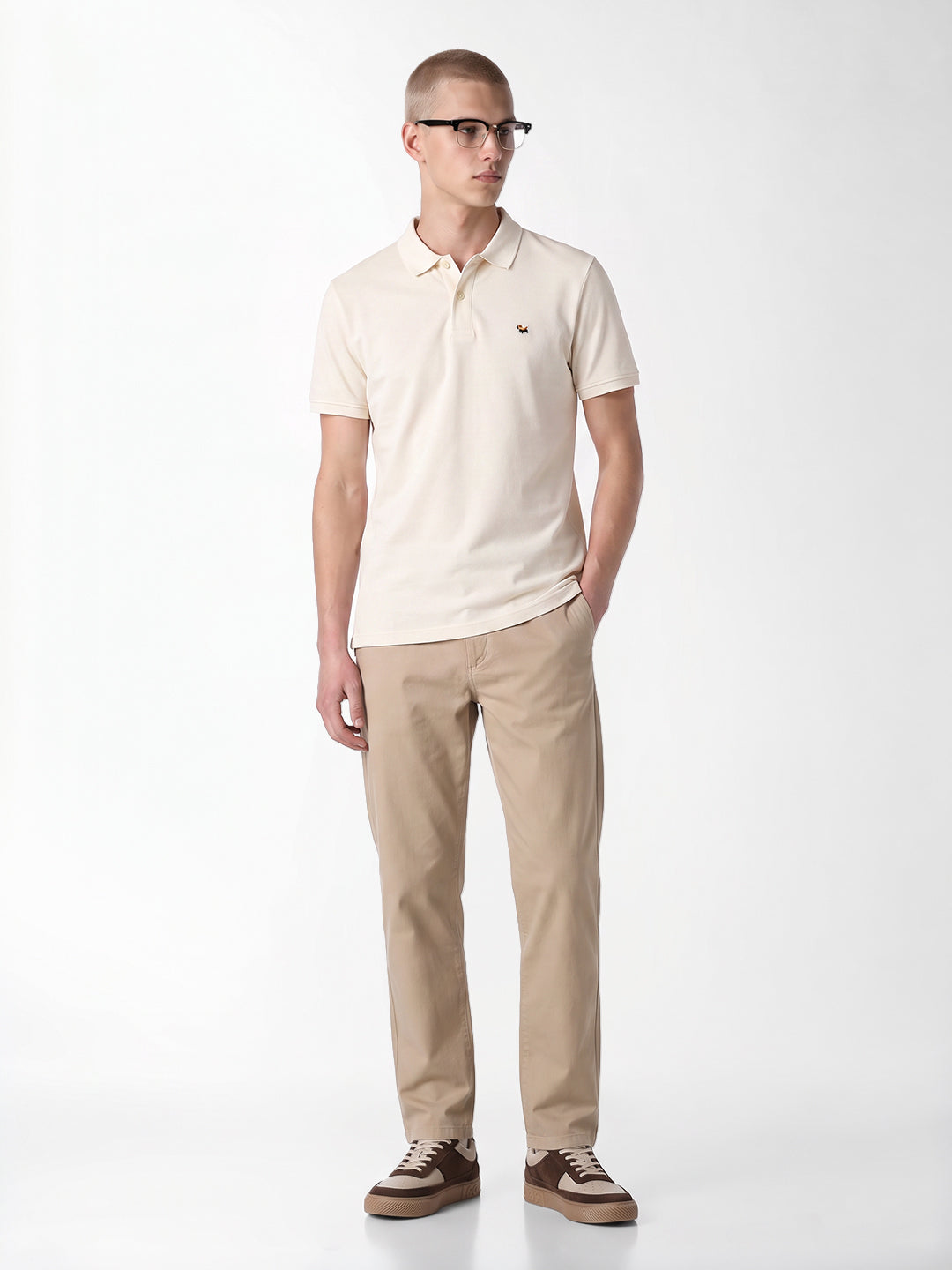 White Embroidered Polo