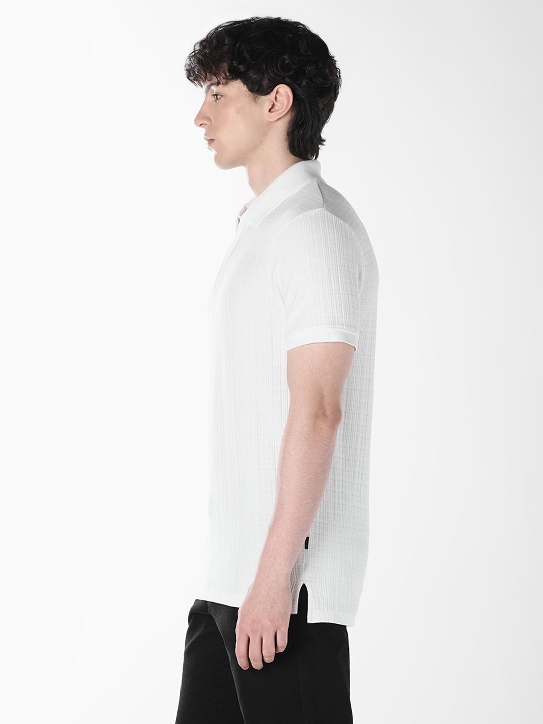 White Zip-Up Cotton Polo