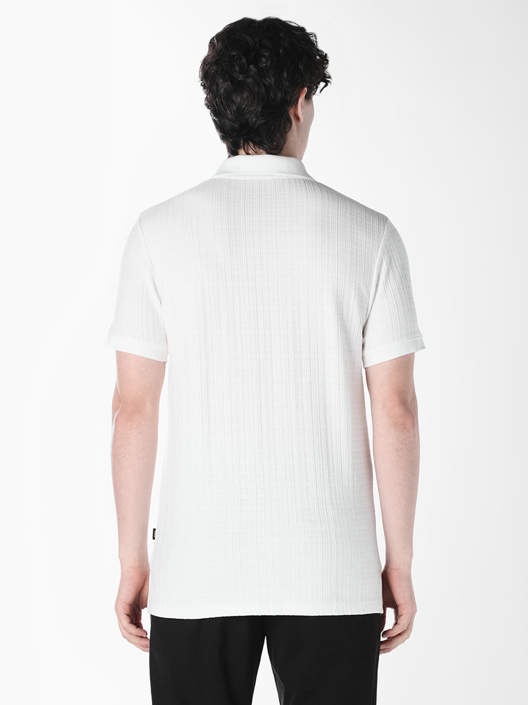 White Zip-Up Cotton Polo