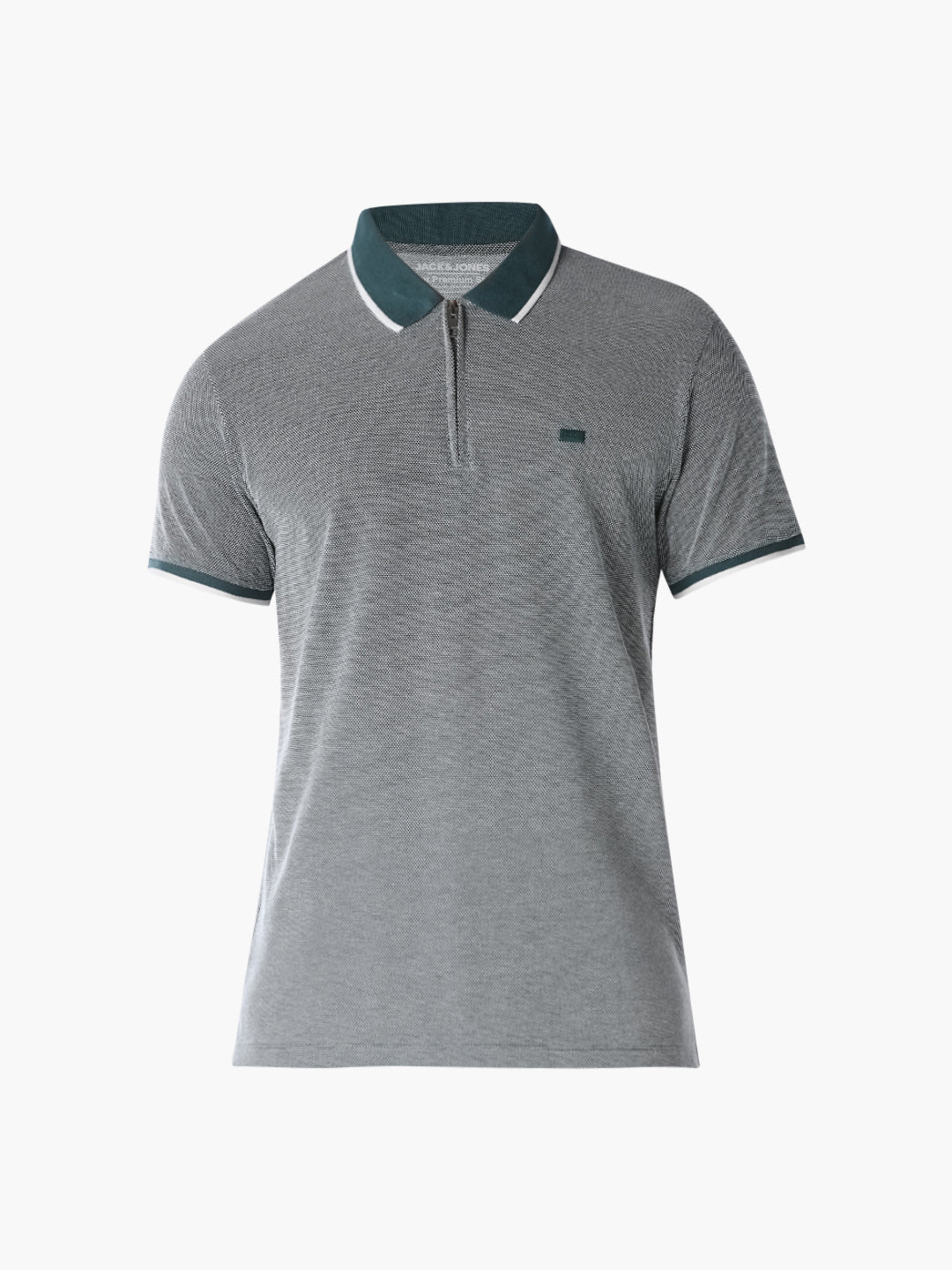 Grey Melange Zip Knitted Polo