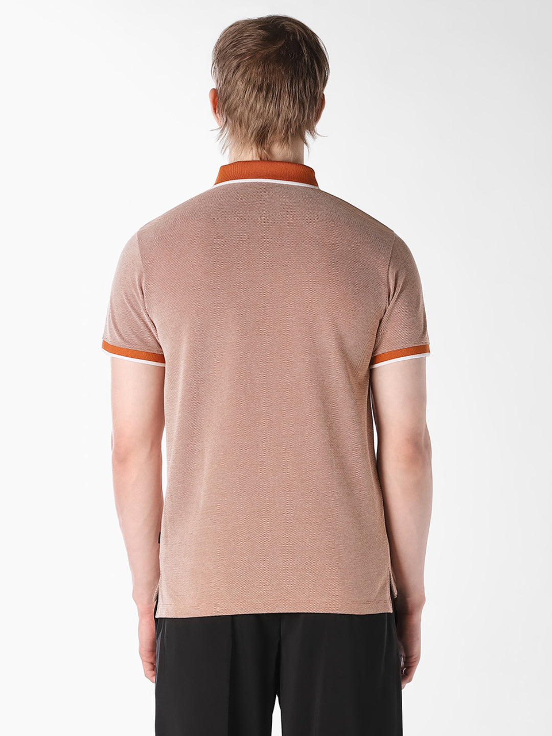 Brown Contrast Collar Polo