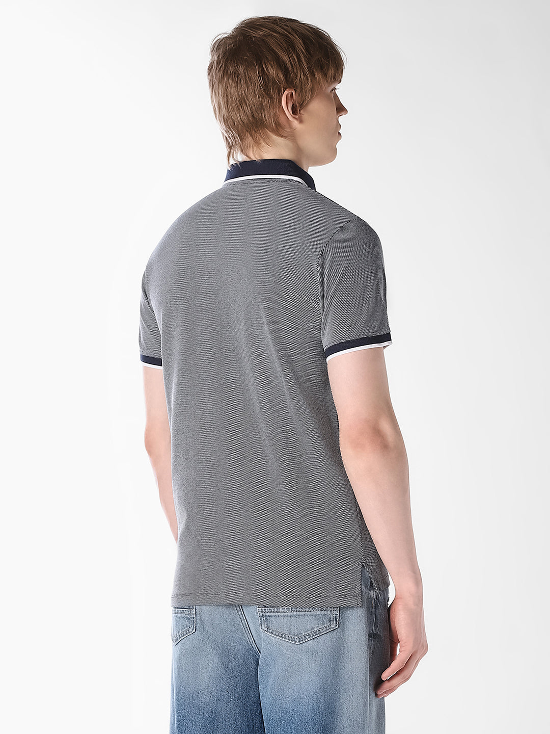 Blue Contrast Collar Polo