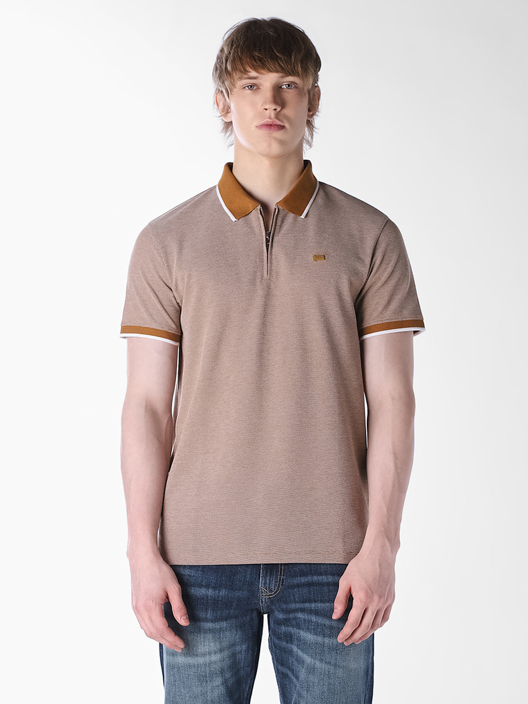 Brown Knitted Regular Fit Polo