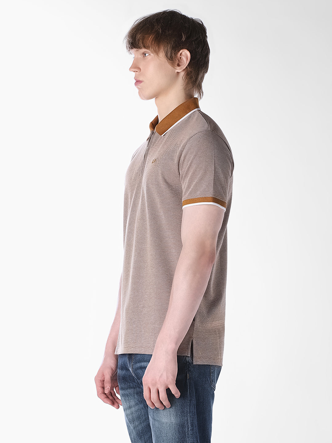 Brown Knitted Regular Fit Polo