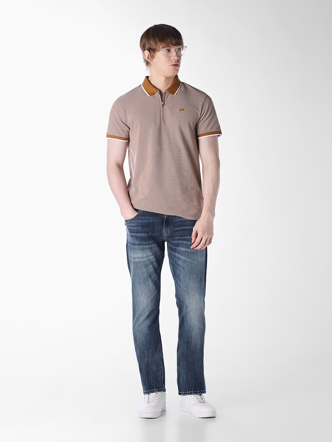 Brown Knitted Regular Fit Polo